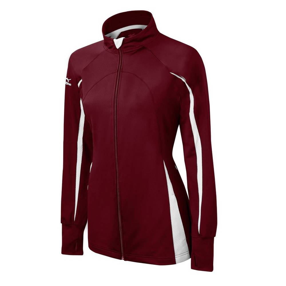 Giacca Mizuno Elite 9 Focus Full-Zip Donna - Bordeaux/Bianche - 27983-JRNO